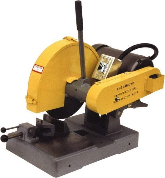 Kalamazoo - 14" Blade Diam, 1" Arbor Hole, Straight Chop & Cutoff Saw - 4,400 RPM, 5 hp, 220 Volts, 1 Phase - A1 Tooling