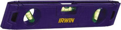 Irwin - Magnetic 9" Long 3 Vial Torpedo Level - ABS Plastic, Blue, 1 45°, 1 Level & 1 Plumb Vials - A1 Tooling