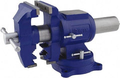 Irwin - 5" Jaw Width, 4-57/64" Opening Capacity, 3" Throat Depth, Steel Swivel Bench Vise - Bolt Down Base Attachment, Anvil - A1 Tooling