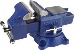 Irwin - 4-1/2" Jaw Width, 4" Opening Capacity, 2-3/8" Throat Depth, Steel Stationary Bench Vise - Bolt Down Base Attachment, Anvil - A1 Tooling