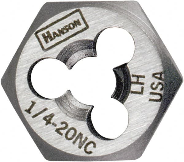 Irwin Hanson - 9/16-12 UNC Thread, 1-1/16" Hex, Left Hand Thread, Hex Rethreading Die - Carbon Steel, 1/2" Thick - Exact Industrial Supply