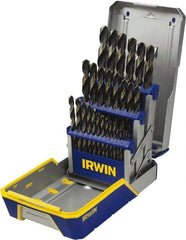 Irwin - 1/16 to 1/2", 135° Point, Oxide/Gold Finish, High Speed Steel Jobber Length Drill Bit Set - A1 Tooling