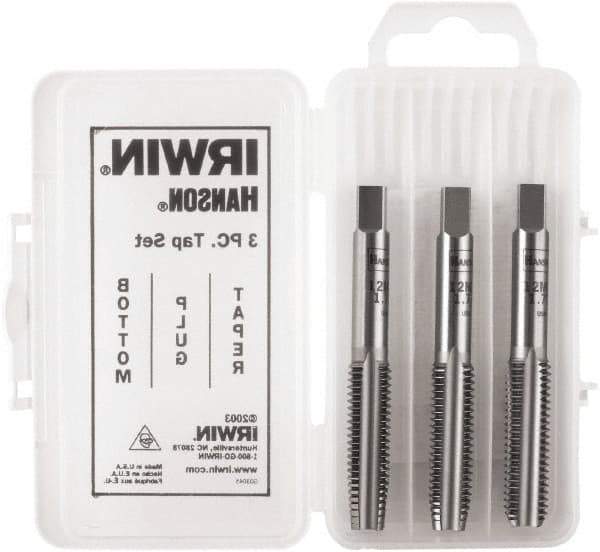 Irwin Hanson - 5/16-24 UNF, 4 Flute, Bottoming, Plug & Taper, Bright Finish, Carbon Steel Tap Set - Right Hand Cut, 2B Class of Fit, Series Hanson - Exact Industrial Supply