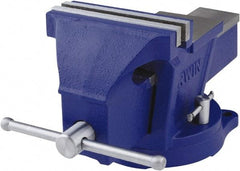 Irwin - 6" Jaw Width, 4-57/64" Opening Capacity, 3" Throat Depth, Steel Swivel Bench Vise - Bolt Down Base Attachment, Anvil - A1 Tooling