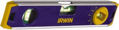 Irwin - Magnetic 9" Long 3 Vial Torpedo Level - Aluminum, Blue, 1 Level, 1 Plumb & 1 Vari-Pitch Vials - A1 Tooling