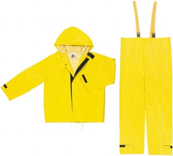 MCR Safety - Size XL, Yellow, Rain Two Piece Suit - Attached Hood, Take Up Snaps Ankle, Take Up Snaps Wrist - A1 Tooling