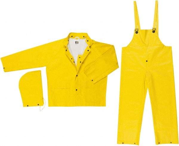 MCR Safety - Size XL, Yellow, Rain Two Piece Suit - Detachable Hood, Take Up Snaps Ankle, Take Up Snaps Wrist - A1 Tooling