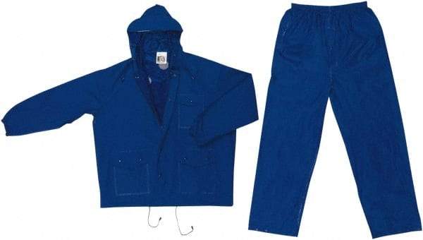 MCR Safety - Size 2XL, Blue, Rain, Disposable Encapsulated Suit - Attached Hood, Elastic Wrist - A1 Tooling