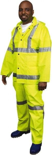 MCR Safety - Size S, High Visibility Lime, Rain, Disposable Encapsulated Suit - Detachable Hood, Take Up Snaps Ankle, Take Up Snaps Wrist - A1 Tooling