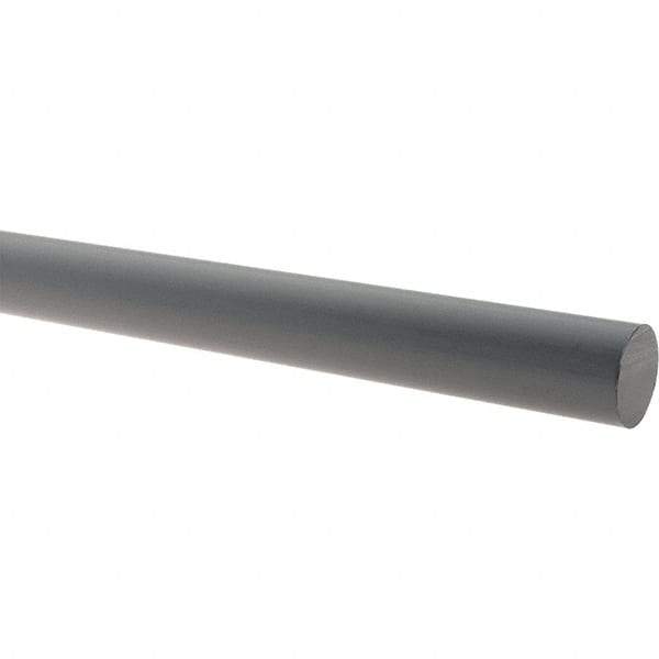 Made in USA - 5' Long, 5/8" Diam, PVC Plastic Rod - Gray - A1 Tooling