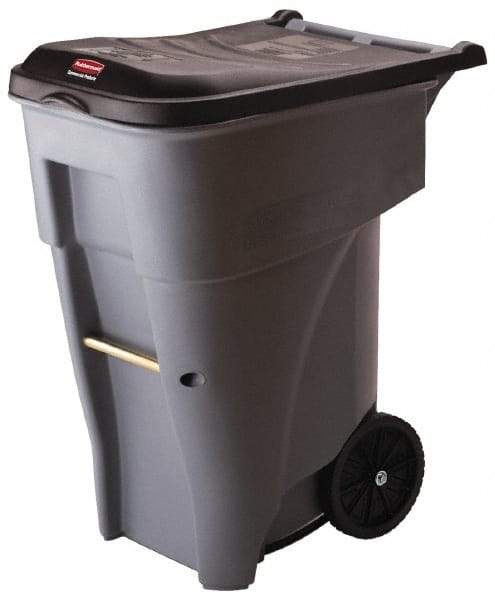 Rubbermaid - 65 Gal Gray Rectangle Trash Can - Polyethylene, 41.8" High x 32.3" Long x 25.3" Wide - A1 Tooling