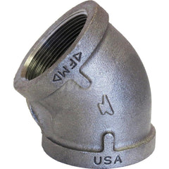 Black 45 ° Elbow: 3/4″, 150 psi, Threaded Malleable Iron, Galvanized Finish, Class 150