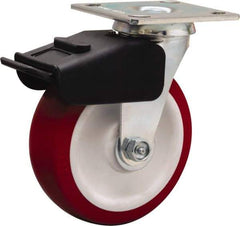 Hamilton - 6" Diam x 2" Wide x 7-1/2" OAH Top Plate Mount Swivel Caster - Polyurethane Mold on Polypropylene, 850 Lb Capacity, Straight Roller Bearing, 4 x 4-1/2" Plate - A1 Tooling