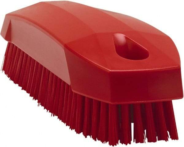 Vikan - 0.7" Bristle Length, Polyester Scrub Brush - 1-1/2" Wide Head, 4-1/2" OAL, Red, Polypropylene Block - A1 Tooling