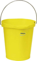 Vikan - 3 Gal, Polypropylene Round Yellow Single Pail with Pour Spout - Handle Included - A1 Tooling