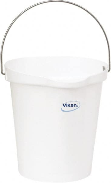 Vikan - 3 Gal, Polypropylene Round White Single Pail with Pour Spout - Handle Included - A1 Tooling