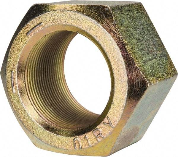 Value Collection - 2-12 UN Steel Right Hand Hex Nut - 3-1/8" Across Flats, 1-23/32" High, Zinc Yellow Dichromate Finish - A1 Tooling