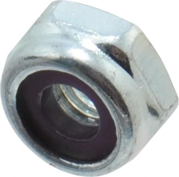 Value Collection - #10-32 UNF Grade 2 Hex Lock Nut with Nylon Insert - 3/8" Width Across Flats, 3/16" High, Zinc-Plated Finish - A1 Tooling