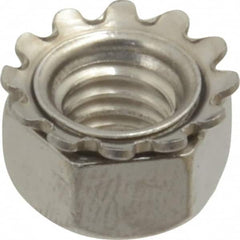 Value Collection - 5/16-18, 0.328" High, Uncoated, Stainless Steel Hex Nut with External Tooth Washer - 37/64" Washer Diam, 1/2" Width Across Flats, Grade 18-8 - A1 Tooling