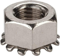 Value Collection - 5/16-24, 0.328" High, Uncoated, Stainless Steel Hex Nut with External Tooth Washer - 37/64" Washer Diam, 1/2" Width Across Flats, Grade 18-8 - A1 Tooling