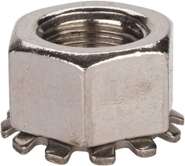 Value Collection - 3/8-24, 0.391" High, Uncoated, Stainless Steel Hex Nut with External Tooth Washer - 21/32" Washer Diam, 9/16" Width Across Flats, Grade 18-8 - A1 Tooling