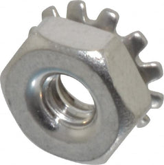 Value Collection - #6-32, 0.14" High, Uncoated, Stainless Steel Hex Nut with External Tooth Washer - 11/32" Washer Diam, 5/16" Width Across Flats, Grade 18-8 - A1 Tooling