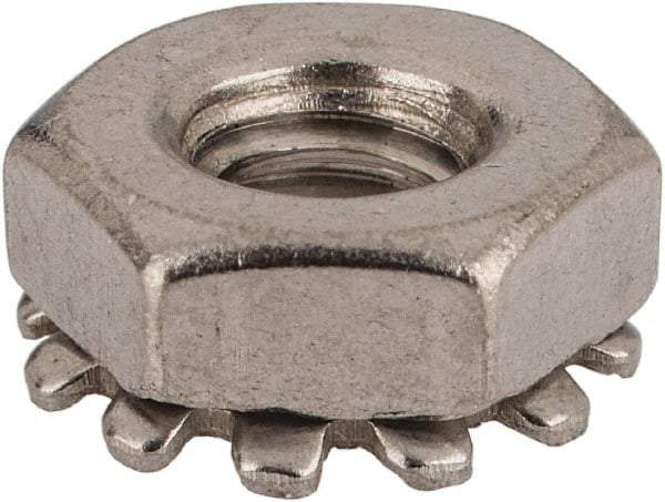 Value Collection - #10-24, 5/32" High, Uncoated, Stainless Steel Hex Nut with External Tooth Washer - 13/32" Washer Diam, 3/8" Width Across Flats, Grade 18-8 - A1 Tooling