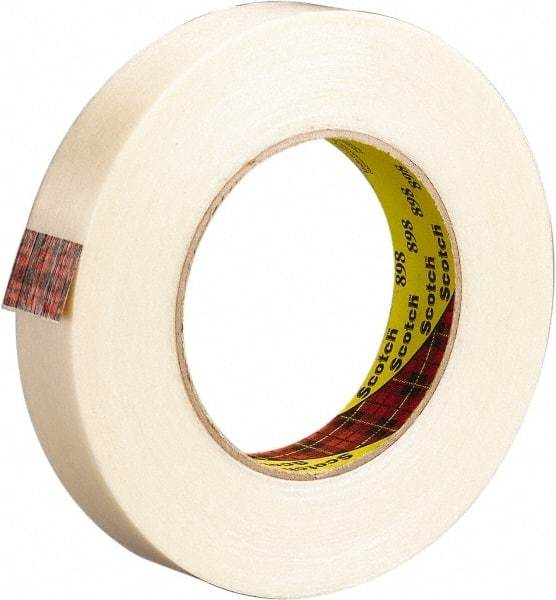 3M - 12mm x 330m Clear Rubber Adhesive Strapping Tape - Polypropylene Film Backing, 6.6 mil Thick, 380 Lb Tensile Strength, Series 898 - A1 Tooling