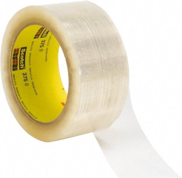 3M - 72mm x 914m Clear Rubber Adhesive Sealing Tape - Polypropylene Film Backing, 3.1 mil Thick, 35 Lb Tensile Strength, Series 375 - A1 Tooling