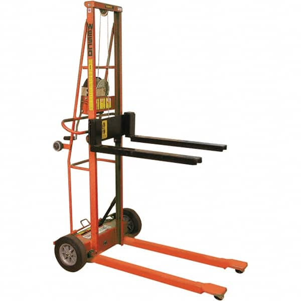 Wesco Industrial Products - 750 Lb Capacity, 62" Lift Height, Adjustable Forks Option for Triple Truck Manually Operated Lift - A1 Tooling