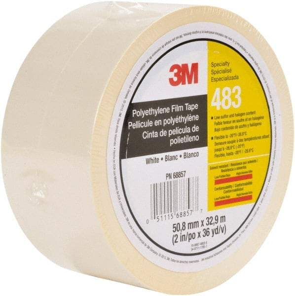 3M - 36 Yds. x 2", White Polyethylene Film Tape - 483 Series, 5 mil Thick, 10 Lb./Inch Tensile Strength - A1 Tooling