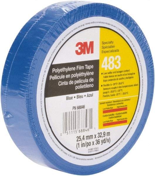 3M - 36 Yds. x 1", Blue Polyethylene Film Tape - 483 Series, 5 mil Thick, 10 Lb./Inch Tensile Strength - A1 Tooling