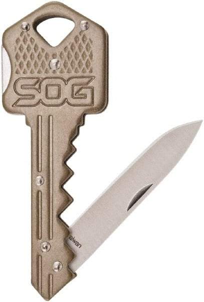 SOG Specialty Knives - 1-1/2" Blade, Straight Drop Point Folding Knife - 2-1/2" Closed Length, Stainless Steel - A1 Tooling