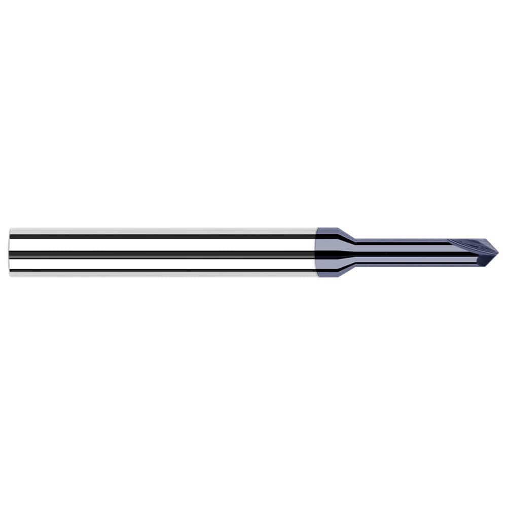 Chamfer Mill: 0.039″ Dia, 2 Flutes, Solid Carbide 2-1/2″ OAL, 1/8″ Shank Dia, AlTiN Coated