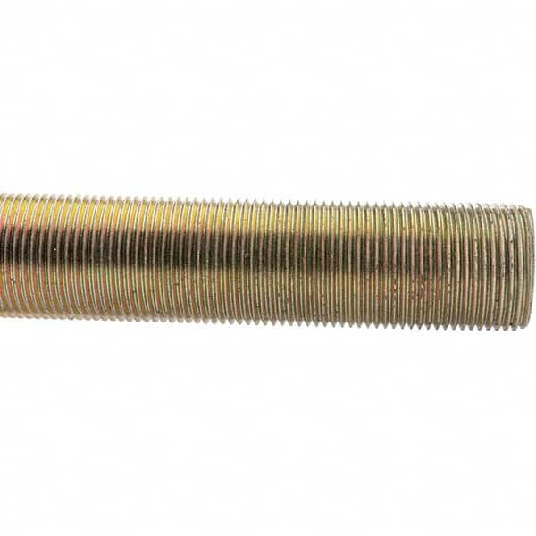 Value Collection - 1-1/4-12 UNF (Fine), 3' Long, Low Carbon Steel Threaded Rod - Yellow Zinc-Plated Finish - A1 Tooling