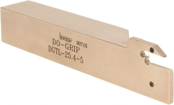 Iscar - External Thread, 1-1/2" Max Depth of Cut, 0.189" Min Groove Width, 6" OAL, Left Hand Indexable Grooving Cutoff Toolholder - 1" Shank Height x 1" Shank Width, DG.. Insert Style, DGT Toolholder Style, Series Do-Grip - A1 Tooling