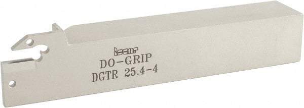 Iscar - 0.157" Min Groove Width, 6" OAL, Right Hand Indexable Grooving Cutoff Toolholder - 1" Shank Height x 1" Shank Width, DG. 4../GRIP 4.. Insert Style, DGT Toolholder Style, Series Do Grip - A1 Tooling