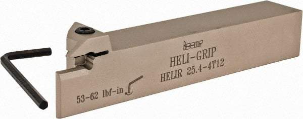 Iscar - External Thread, 0.47" Max Depth of Cut, 0.157" Min Groove Width, 6" OAL, Right Hand Indexable Grooving Cutoff Toolholder - 0.126 Seat Size, 1" Shank Height x 1" Shank Width, DG../GRIP/HGN 300. Insert Style, HELI Toolholder Style, Series Heli-Grip - A1 Tooling