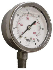 Winters - 2-1/2" Dial, 1/4 Thread, 0-3,000 Scale Range, Pressure Gauge - Lower Connection Mount, Accurate to 1.5% of Scale - A1 Tooling