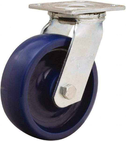 Hamilton - 6" Diam x 2" Wide x 7-1/2" OAH Top Plate Mount Swivel Caster - Polyurethane, 900 Lb Capacity, Sealed Precision Ball Bearing, 4 x 4-1/2" Plate - A1 Tooling