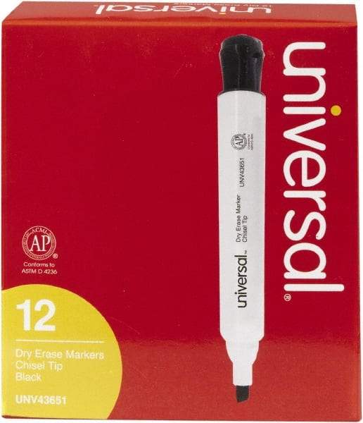 UNIVERSAL - Black, Chisel Tip, Dozen Dry Erase Markers - For Use with Dry Erase Marker Boards - A1 Tooling