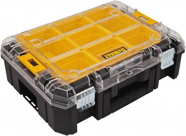 DeWALT - 7 Compartment Tool Organizer - 12-61/64" Wide x 17-5/32" Deep x 5-21/32" High, Structural Foam, Black/Yellow with Clear - A1 Tooling