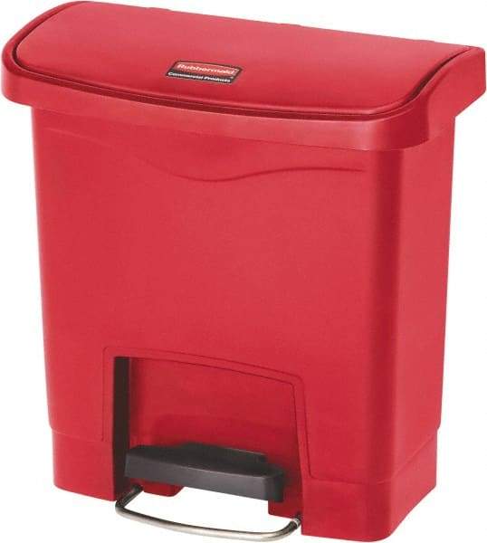 Rubbermaid - 4 Gal Rectangle Unlabeled Trash Can - 15.7" High x 14-7/8" Long, Red, Resin - A1 Tooling