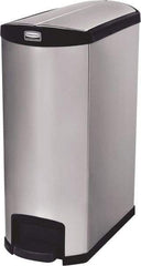 Rubbermaid - 24 Gal Rectangle Unlabeled Trash Can - 32.84" High x 27-1/8" Long, Chrome, Black, Metal - A1 Tooling