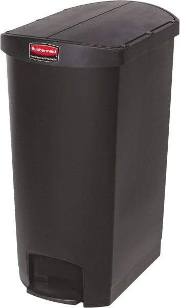 Rubbermaid - 18 Gal Rectangle Unlabeled Trash Can - 30.76" High x 14-3/4" Long, Black, Resin - A1 Tooling