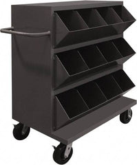 Durham - 2,400 Lb Capacity, 24" Wide x 36" Long x 49-1/4" High Storage Bin Cart - 12 Slot, Steel, 2 Rigid/2 Swivel Casters - A1 Tooling