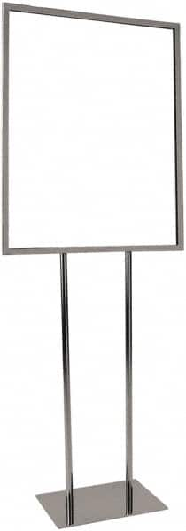 ECONOCO - 22 Inch Wide x 28 Inch High Sign Compatibility, Steel Square Frame Bulletin Sign Holder - Chrome, 60 Inch Holder Height, Holds 1 Sign - A1 Tooling