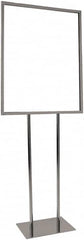 ECONOCO - 22 Inch Wide x 28 Inch High Sign Compatibility, Steel Square Frame Bulletin Sign Holder - Chrome, 60 Inch Holder Height, Holds 1 Sign - A1 Tooling