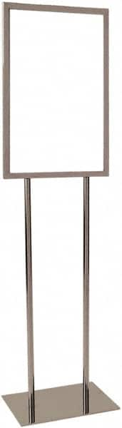 ECONOCO - 14 Inch Wide x 22 Inch High Sign Compatibility, Steel Square Frame Bulletin Sign Holder - Chrome, 53 Inch Holder Height, Holds 1 Sign - A1 Tooling