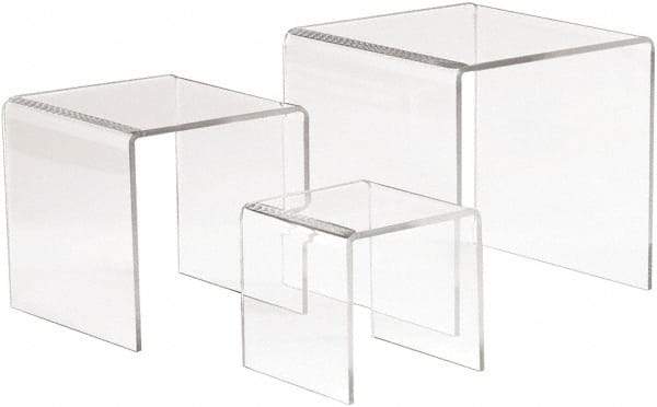 ECONOCO - 3, 4 & 5" High x 3, 4 & 5" Wide x 3, 4 & 5" Deep, Display Riser Plastic Shelving - Clear - A1 Tooling